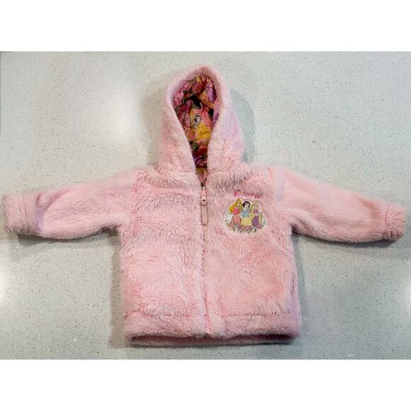 Disney Princess Reversible Toddler Jacket 3T Pink Floral Plush - Picture 2 of 7